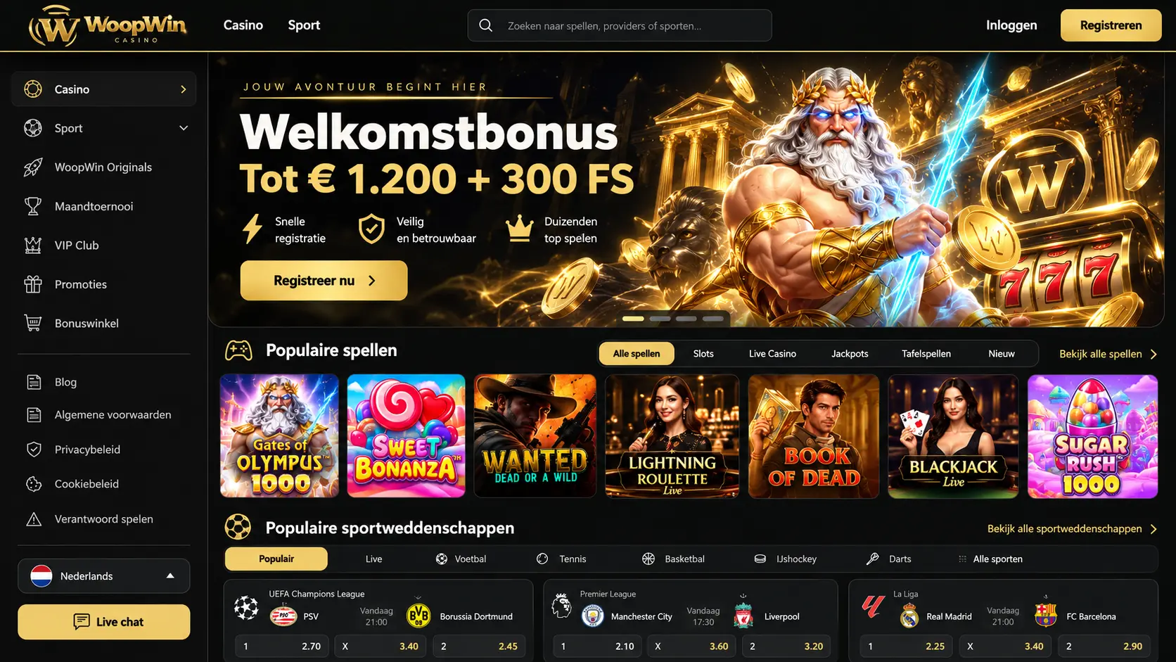 Woop Win Casino Gids Nederland: Games, Live Tafels en Betalen image 1